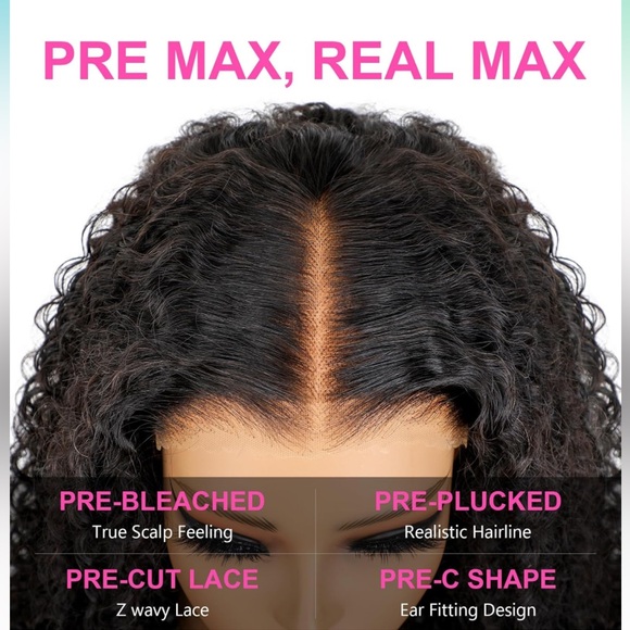 ISEE M-Cap Kinky Curly Glueless Wig Human Hair PrePluck/Cut Bleached Knots 18 In - Picture 1 of 5